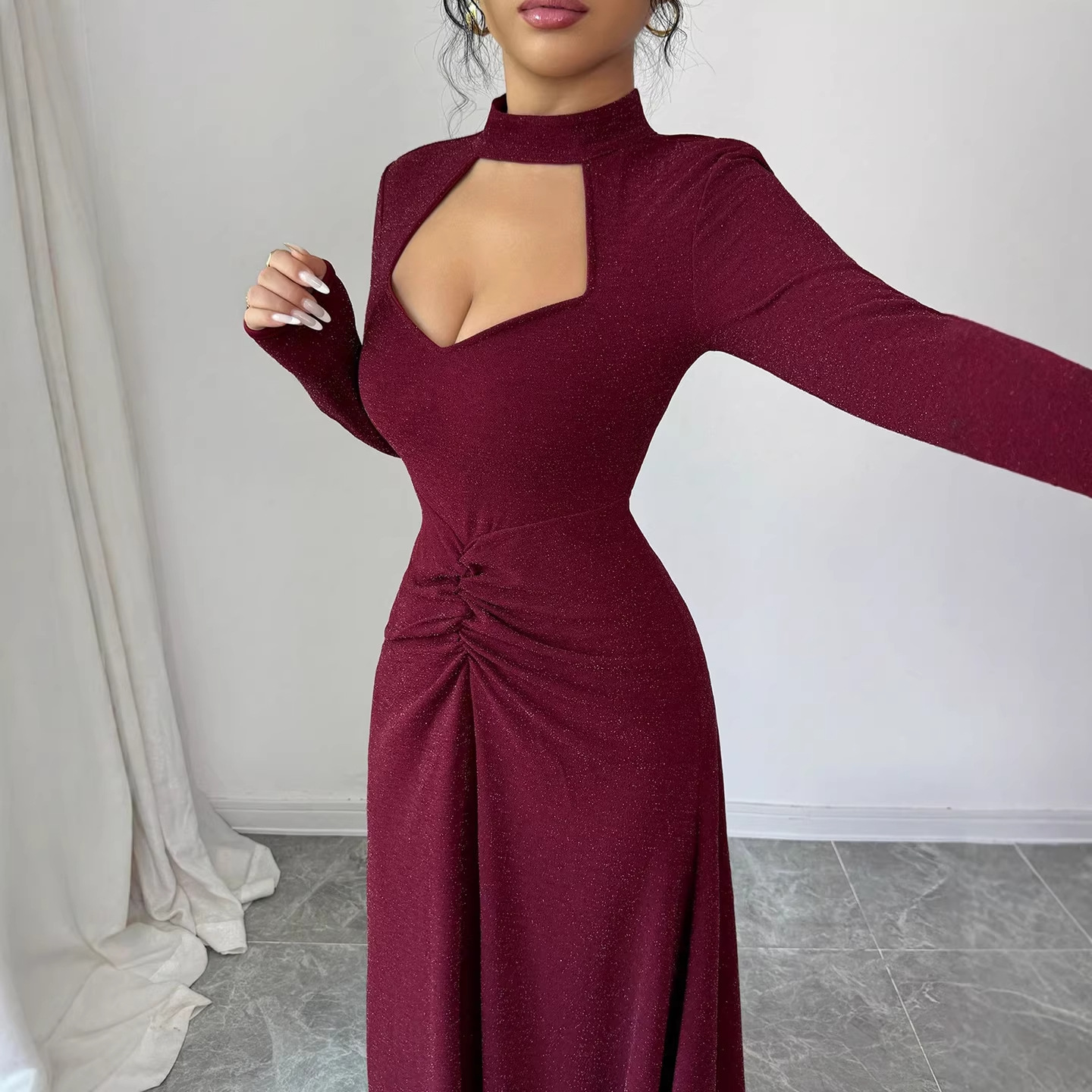 Midi Dress - 20256 İlkbahar Seksi Dar Kesim Midi