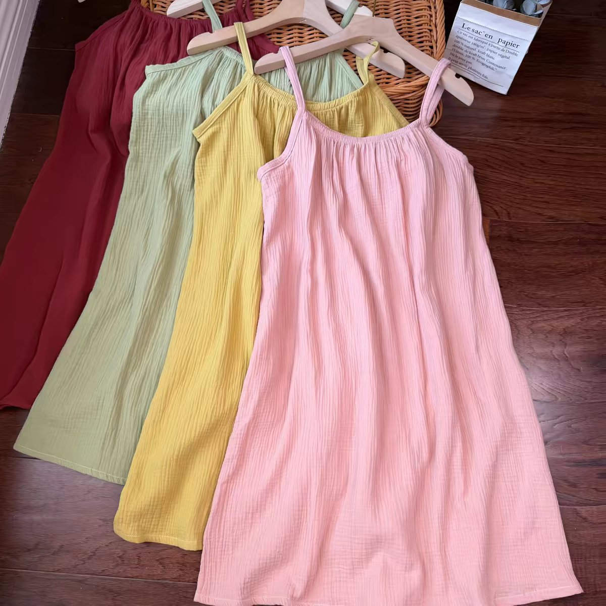 Midi Dress - Kadın %100 Pamuklu Gazlı Elbise Ayarlanabilir