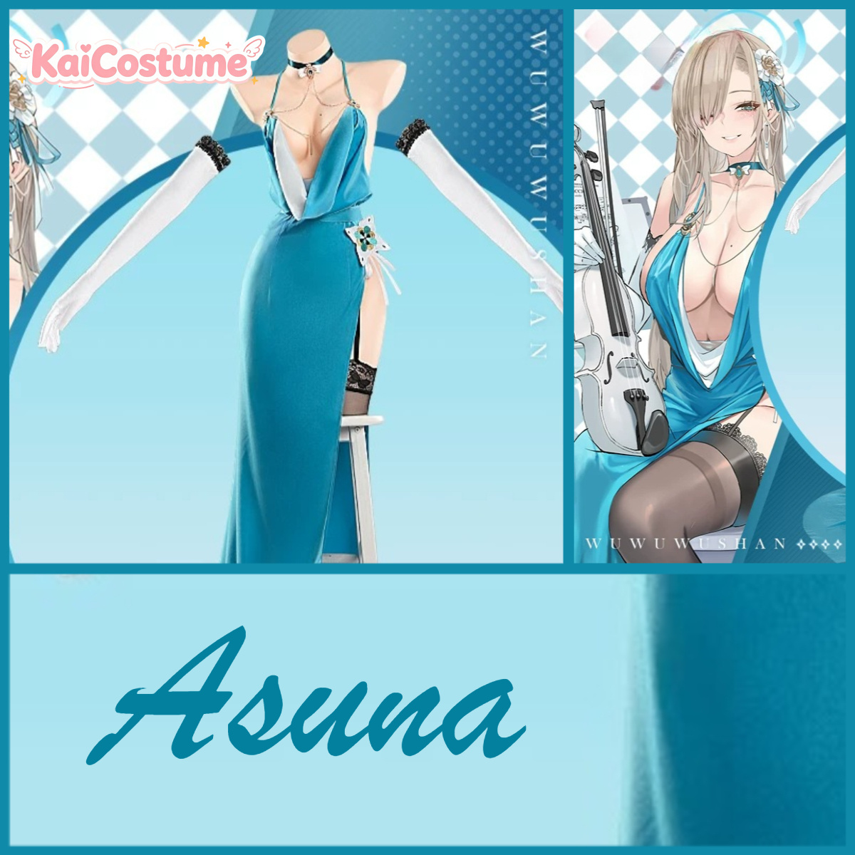 Evening Gown - Mavi Arşiv Asuna Gece Elbisesi Cosplay