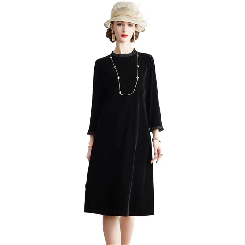 Midi Dress - Yeni Bahar 2026 Kadın A-Line Kadife