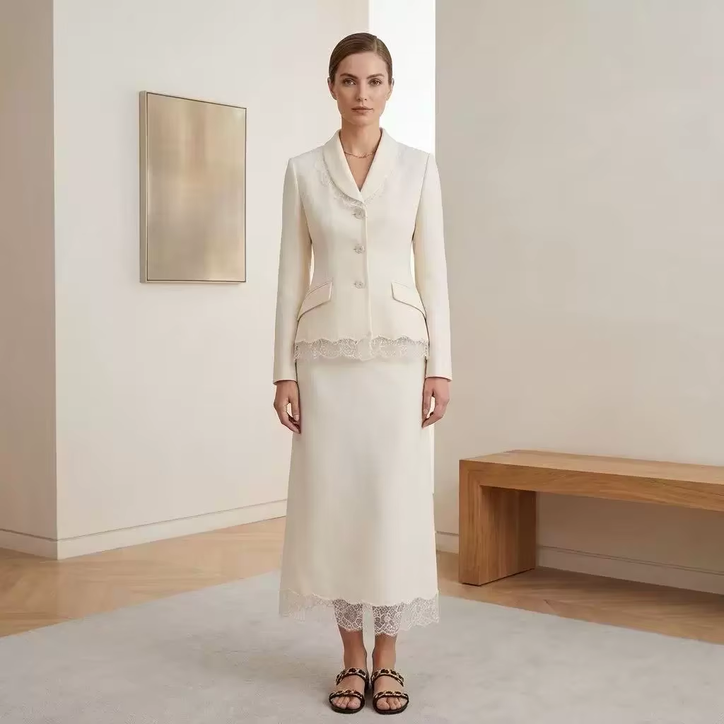 Formal Skirt - Lüks Yün İpek Karışımlı Etek Takım