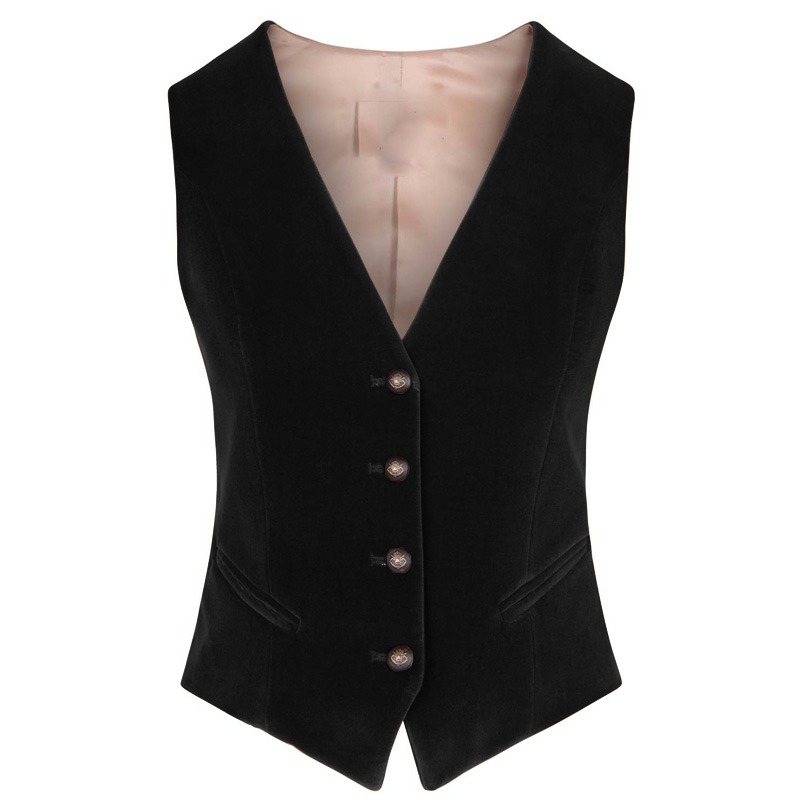 Womens Blazer - Kadın Kadife Yelek V Yaka 4
