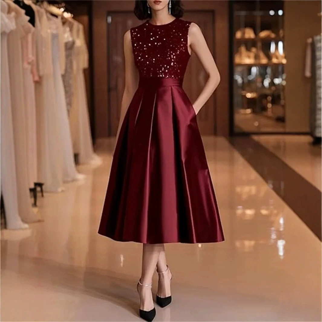 Bordo Payet Saten Midi Elbise  - Midi Dress incelemesi ve fiyatı